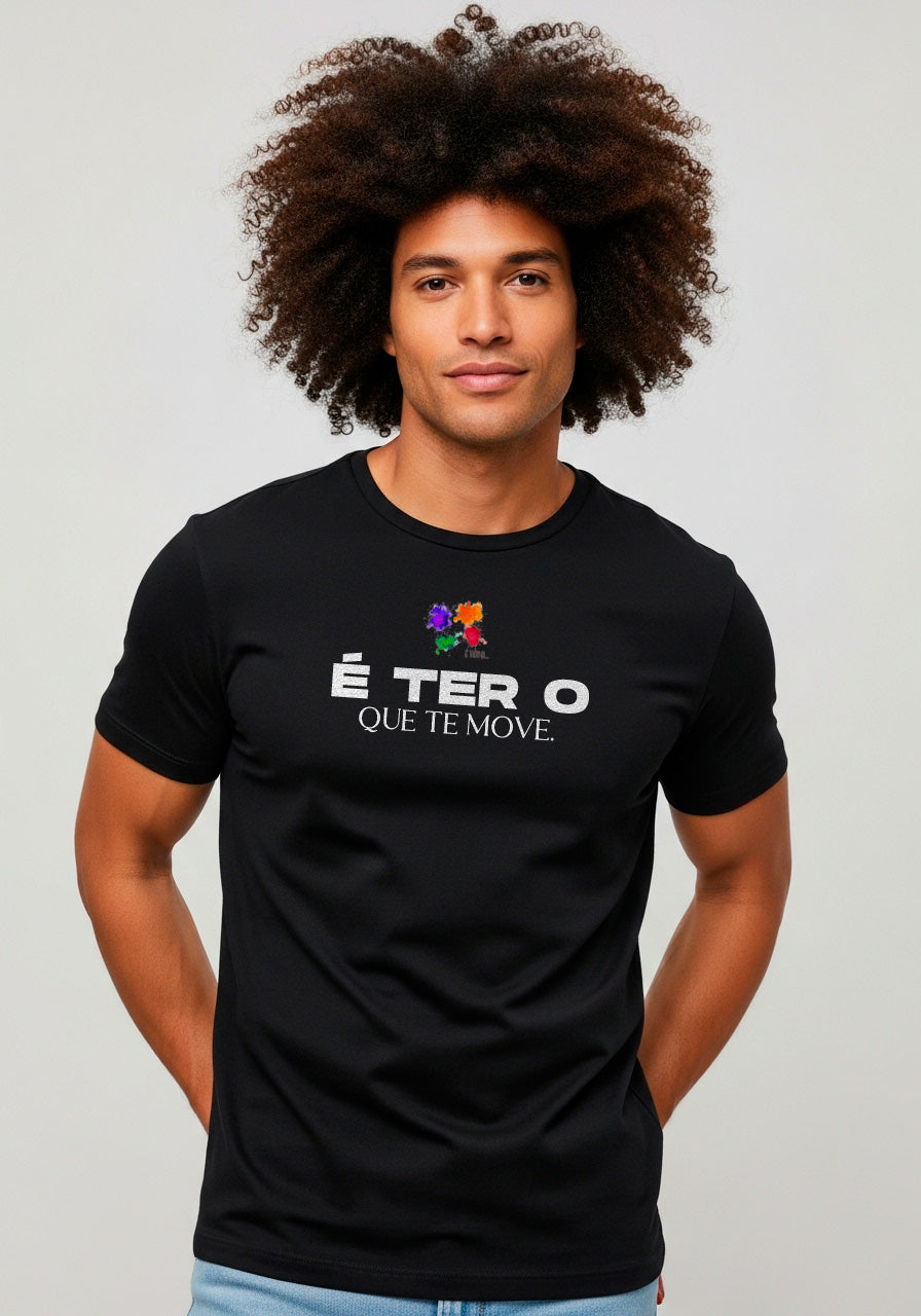 Camiseta Básica Estampada - Preta