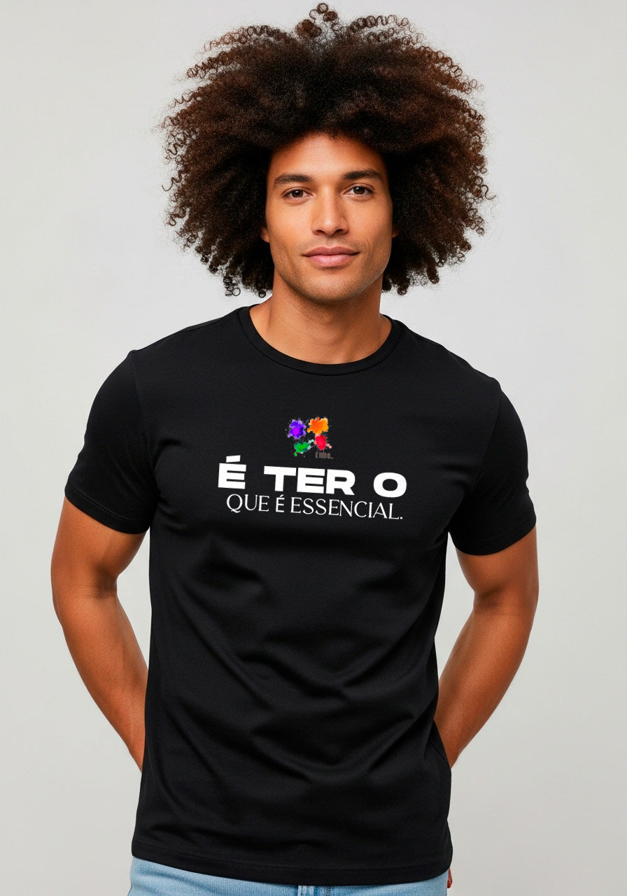 Camiseta Básica Estampada - Preta