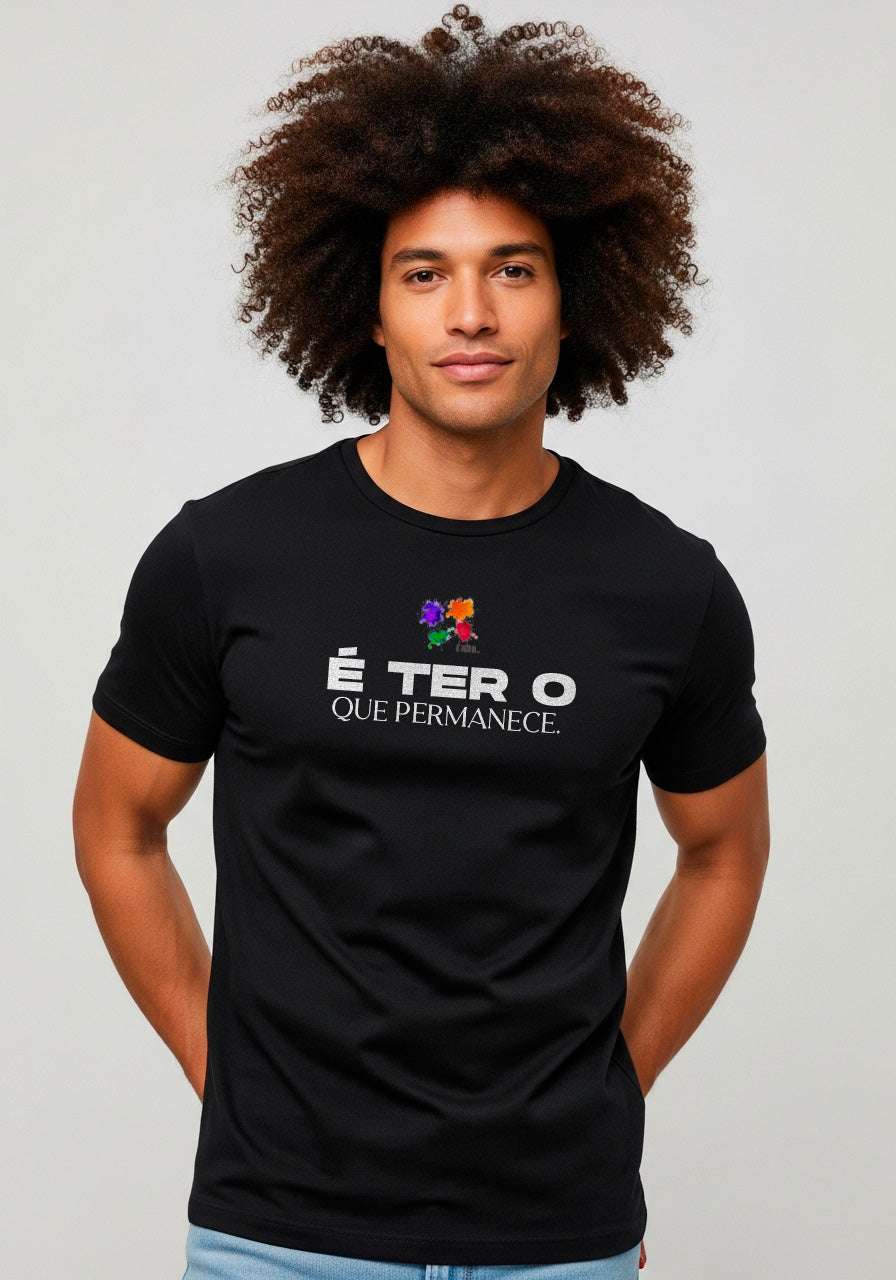 Camiseta Básica Estampada - Preta