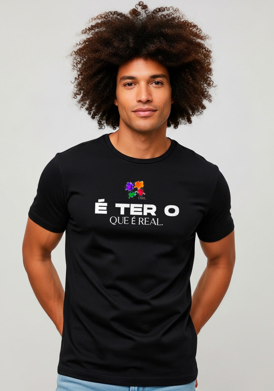 Camiseta Básica Estampada - Preta